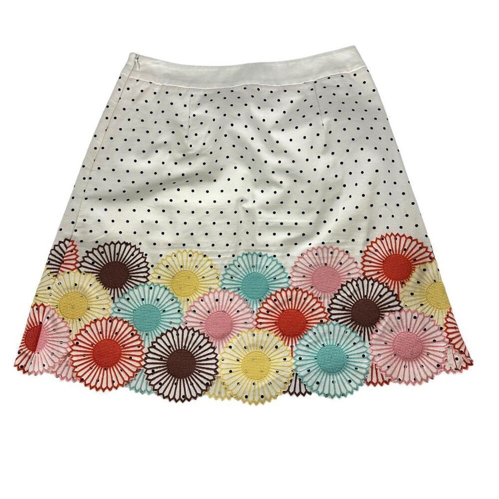 Boden Skirt Floral Polka Dot Scalloped Hem size 4P